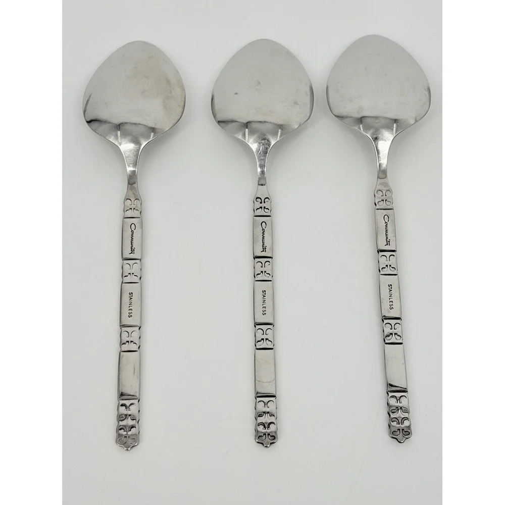 Oneida Community Madrid No Black Stainless Soup Spoons Set of 6 Vintage 6 7/8